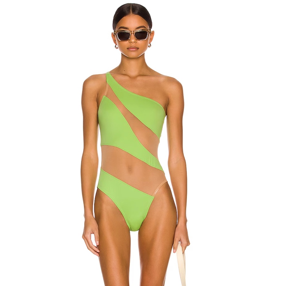 Norma Kamali Green Mesh Mio One-Piece Swimsuit Size XS